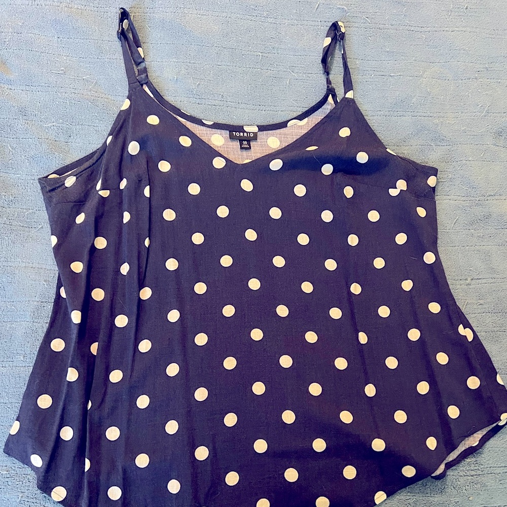 Torrid | Womens Tank | Navy with White Polka Dots
